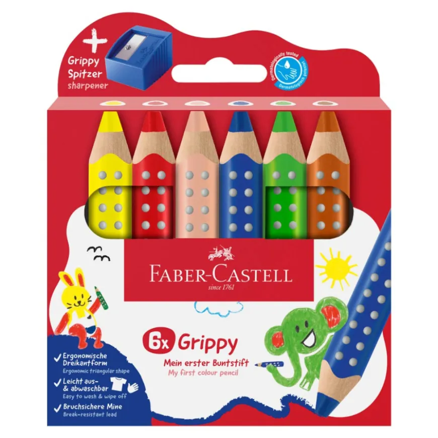 Caixa de lápis de cor Grippy + Afia Faber-Castell
