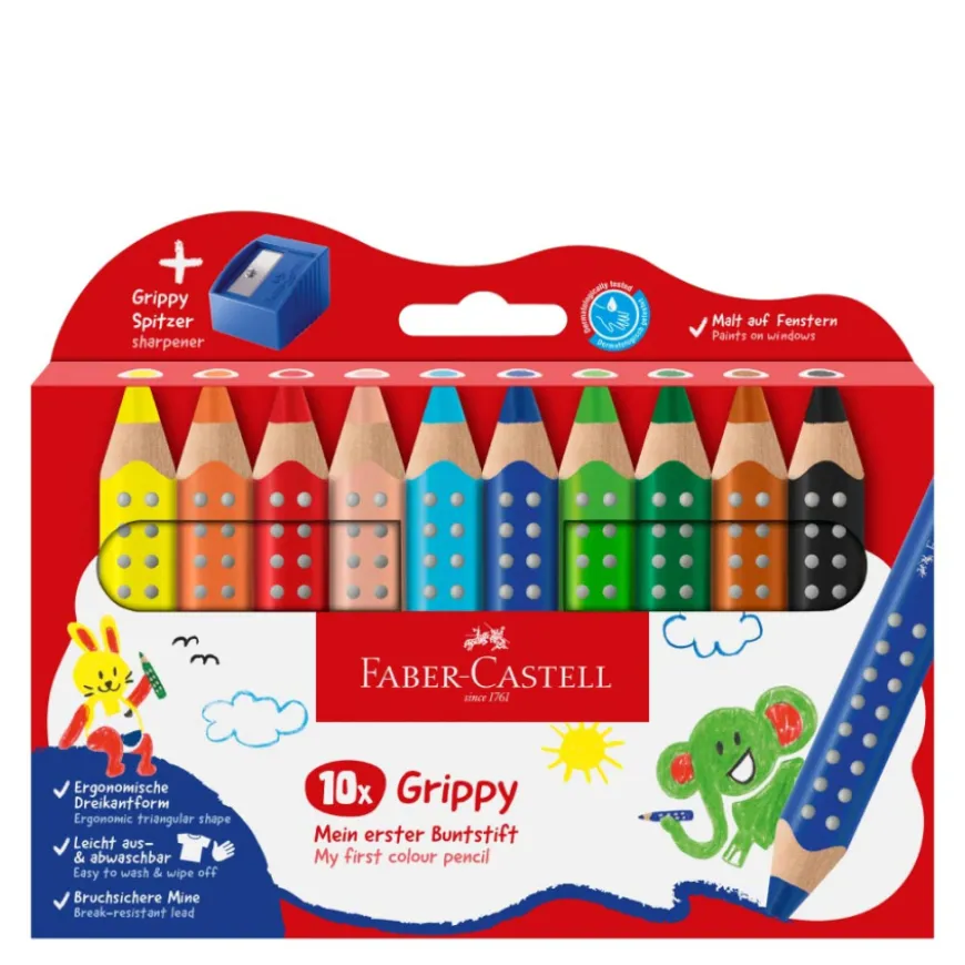Caixa de lápis de cor Grippy + Afia Faber-Castell