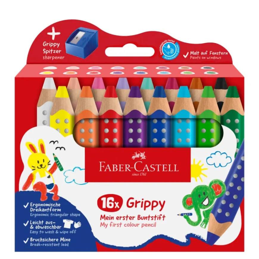 Caixa de lápis de cor Grippy + Afia Faber-Castell