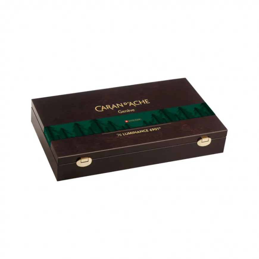 Caixa de Madeira com Lápis de Cor Luminance 6901 Caran D'Ache