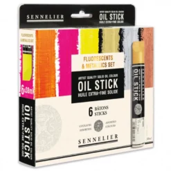 Caixa de Sticks Óleo 6 Cores Metálicas & Fluo Sennelier