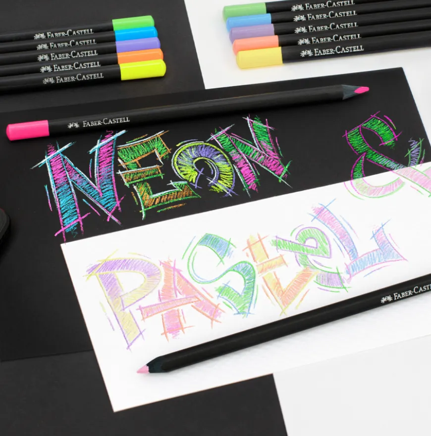 Caixa Lápis de Cor Pastel e Neon "Black Edition" Faber-Castell