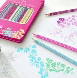 Caixa Metal Lápis Cores Brilhantes Sparkle Faber-Castell