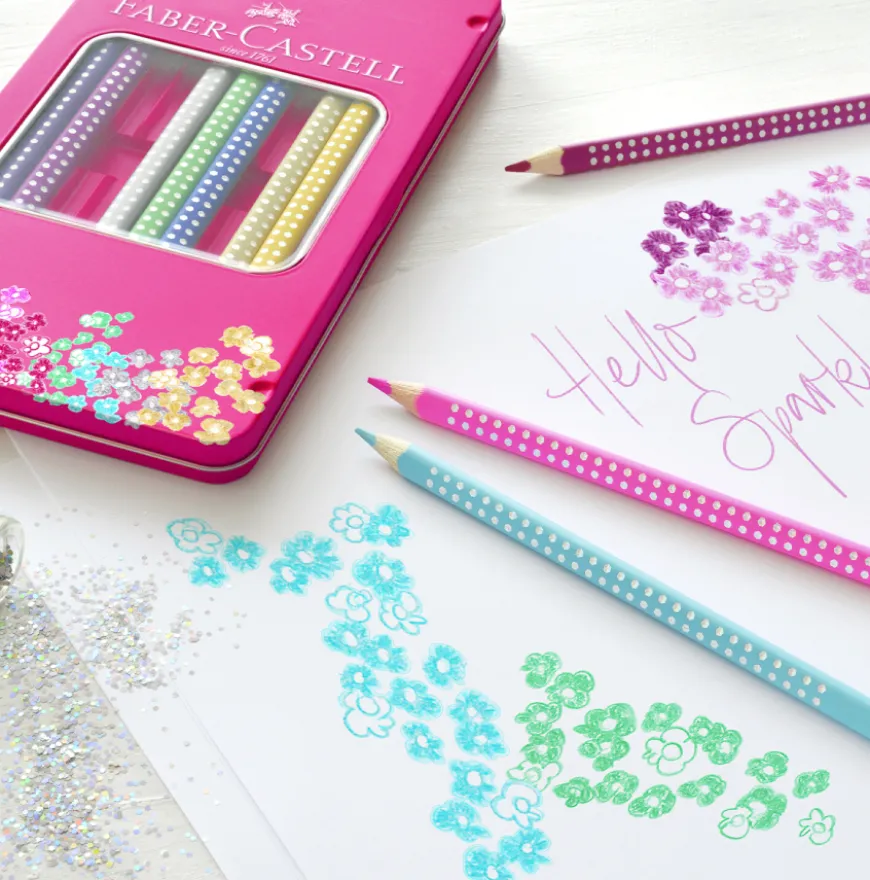Caixa Metal Lápis Cores Brilhantes Sparkle Faber-Castell