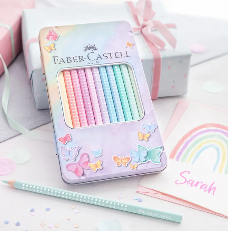 Caixa Metal Lápis Cor Pastel Sparkle Faber-Castell