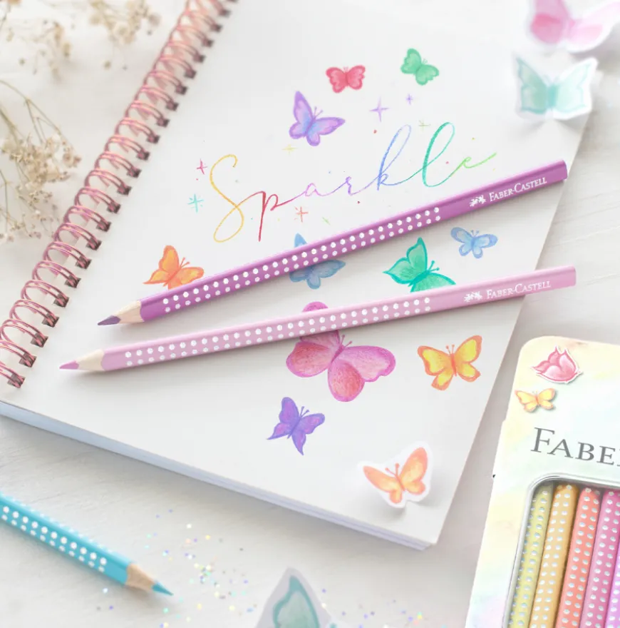 Caixa Metal Lápis Cor Pastel Sparkle Faber-Castell