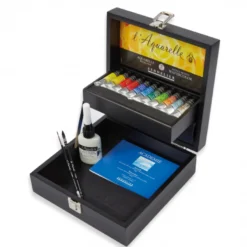 Conjunto Caixa de Madeira L´Aquarelle com Acessórios Sennelier