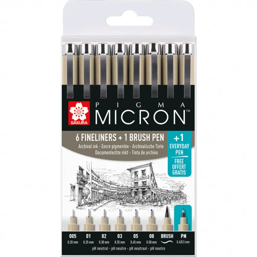 Conjunto Canetas Pigma Micron + Brush pen Sakura