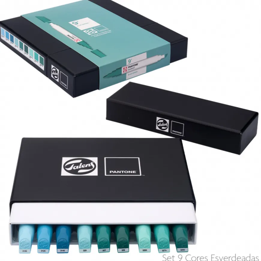 Conjunto Marcadores Cores Azuis Pantone Talens