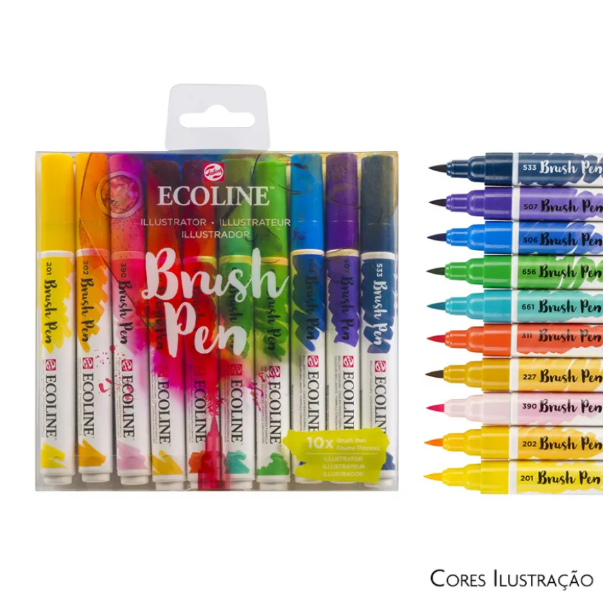 Conjunto 10 Marcadores Pincel Ecoline Talens