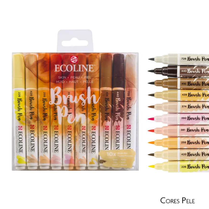 Conjunto 10 Marcadores Pincel Ecoline Talens