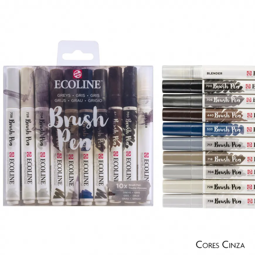 Conjunto 10 Marcadores Pincel Ecoline Talens