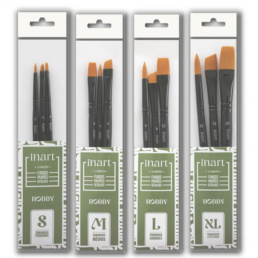 Conjunto 3 Pincéis Hobby e Manualidades Inart