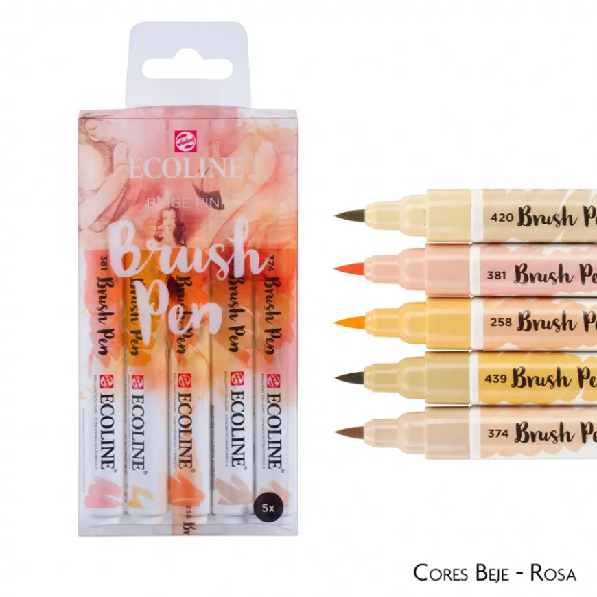 Conjunto Temático 5 Marcadores Pincel Ecoline Talens