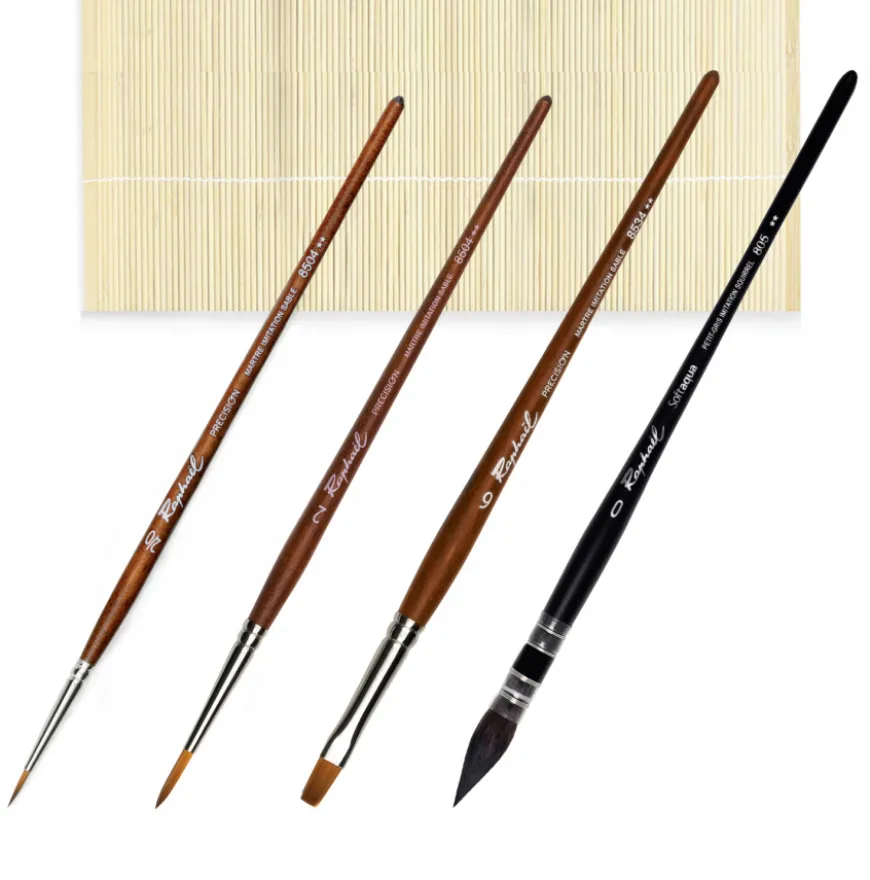 Estojo Bambu + 4 Pincéis Raphaël