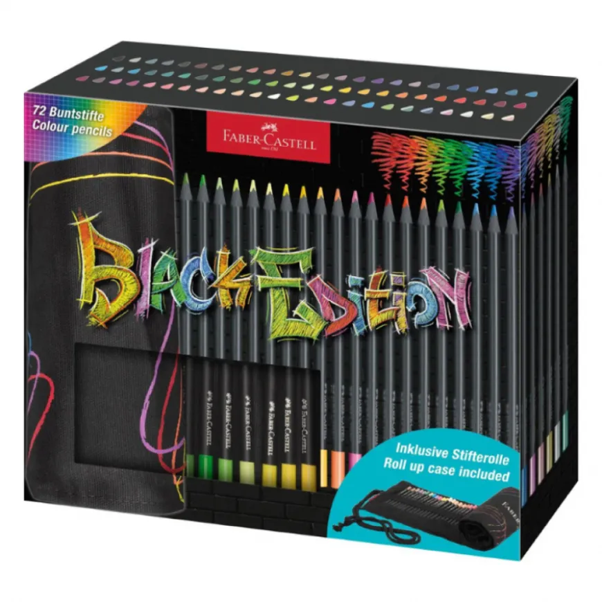 Estojo Rolo 72 lápis Black Edition Faber Castell