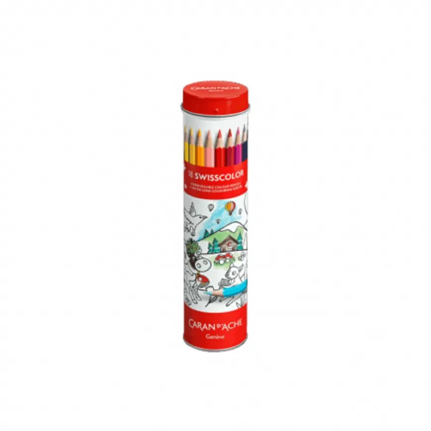 Tubo com 18 Lápis Swisscolor Aqua + Poster Caran D´Ache